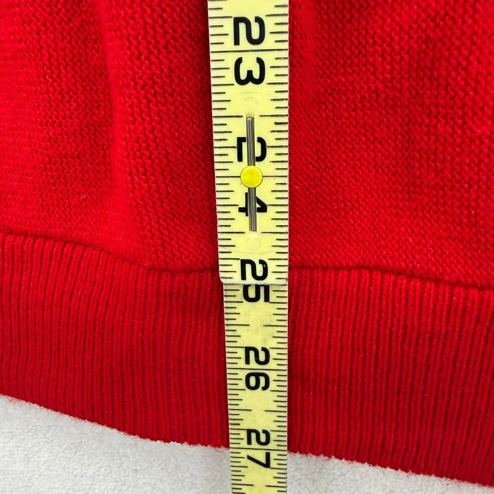 IZOD Cardigan Sweater Mens XL Red Vintage Crest Logo V-Neck Acrylic USA